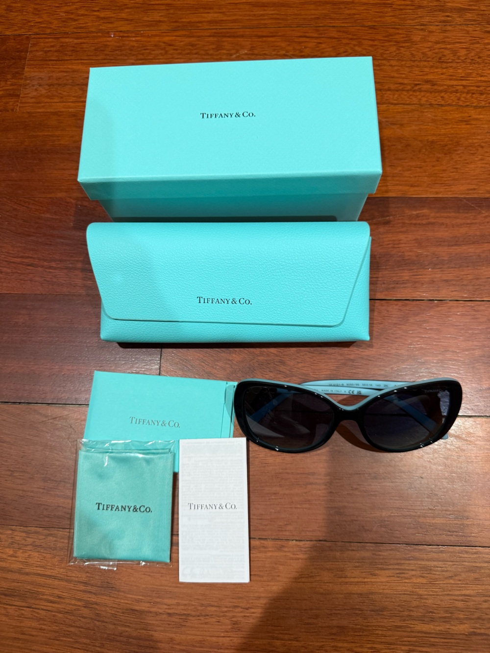 New Authentic Tiffany & Co. TF 4121-B Sunglasses C. Black on tiffany blue